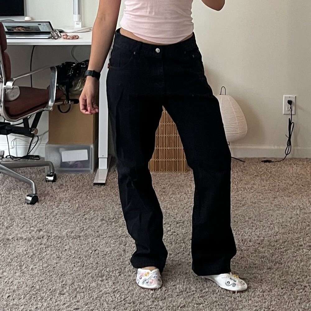 Vintage Levi’s 501 straight leg baggy black denim jeans